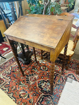 Antique Slant Top Writing Desk w/ Turned Legs 26x19x38