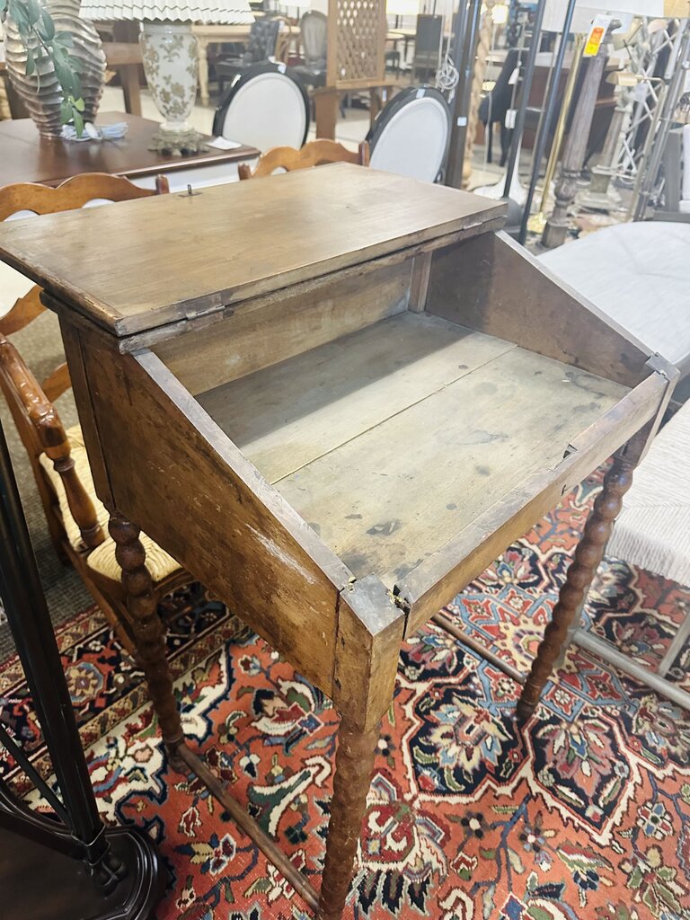 Antique Slant Top Writing Desk w/ Turned Legs 26x19x38