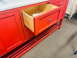 Red Double Sink Bathroom Vanity 72x22x35