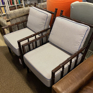 Bamboo Style Wooden Arm Chairs (pair)
