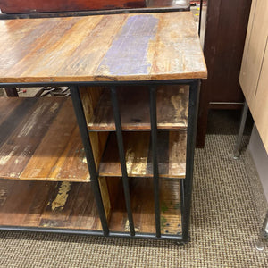 Rustic Wooden Rolling Bar Cart 43x24x34