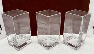 Unbranded Square Clear Blown Glass Straight Sided Vase 8"