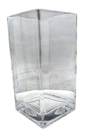 Unbranded Square Clear Glass Vase 8 Inch Tall