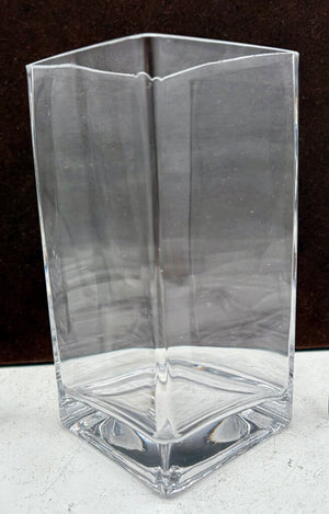 Square Clear Blown Glass Straight Sided Vase 8"