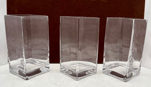 Unbranded Square Clear Blown Glass Straight Sided Vase 8"