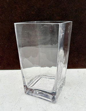 Square Clear Blown Glass Tapered Sided Vase 7.5"