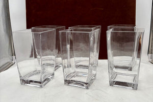 Square Clear Blown Glass Tapered Sided Vase 7.5"