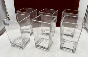 Unbranded Square Clear Blown Glass Tapered Sided Vase 7.5"