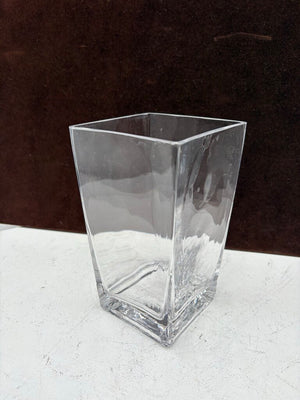 Square Clear Blown Glass Tapered Sided Vase 7.5"