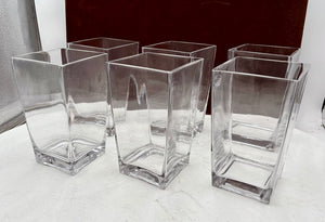 Square Clear Blown Glass Tapered Sided Vase 7.5"