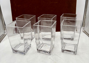 Unbranded Square Clear Blown Glass Tapered Sided Vase 7.5"