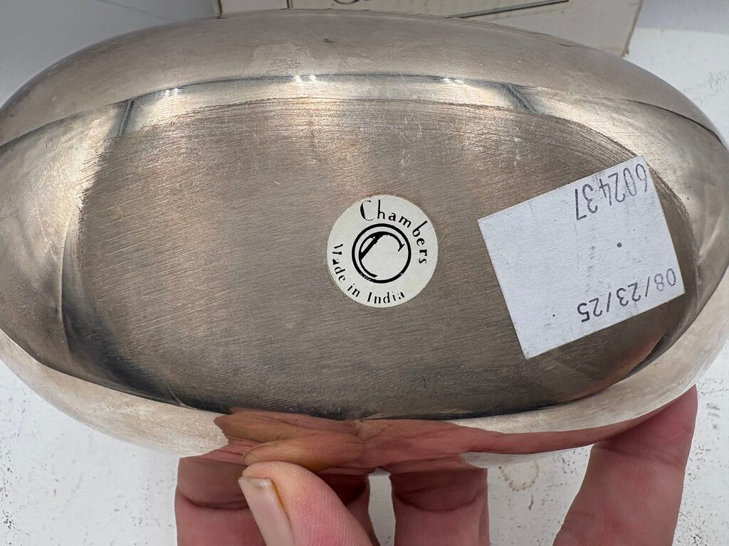Chambers India Silver Plated Nickel Snack/Trinket Dish w/Box