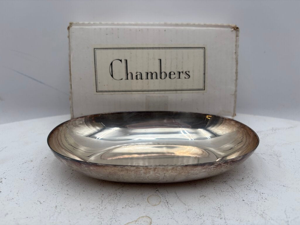 Chambers India Silver Plated Nickel Snack/Trinket Dish w/Box