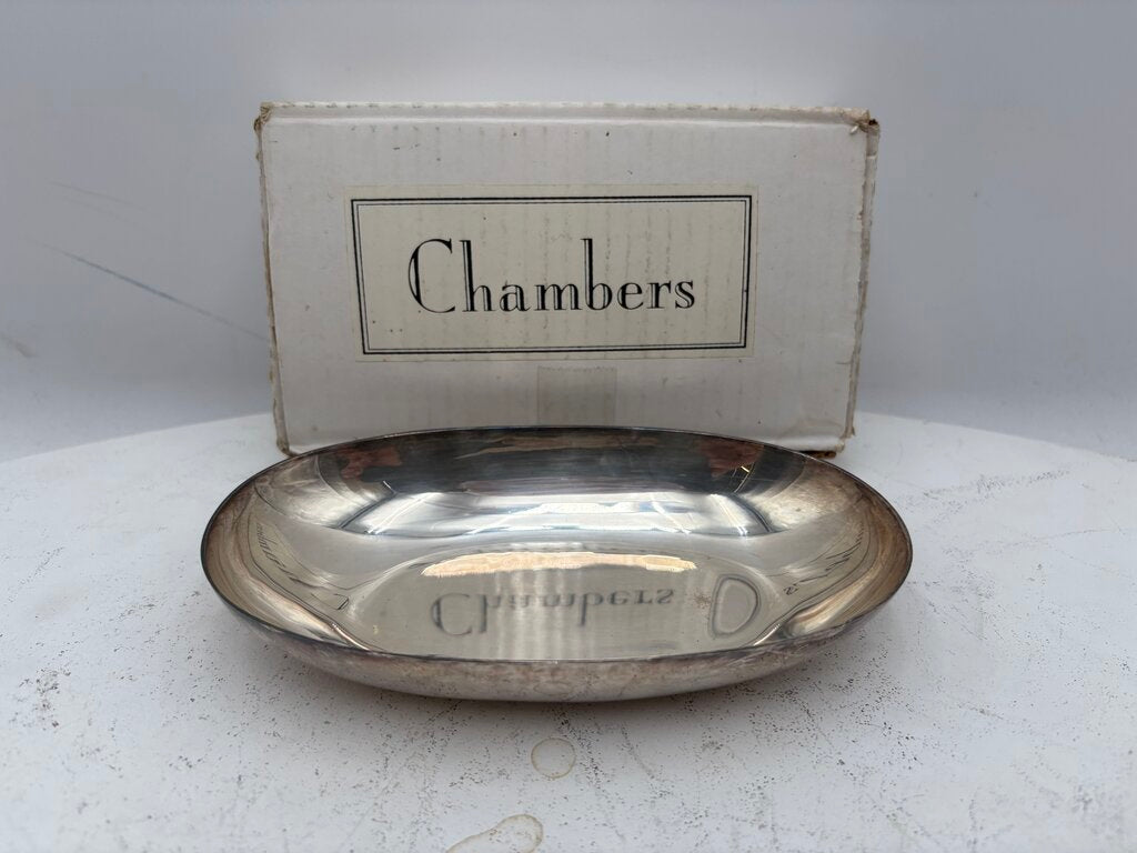 Chambers India Silver Plated Nickel Snack/Trinket Dish w/Box