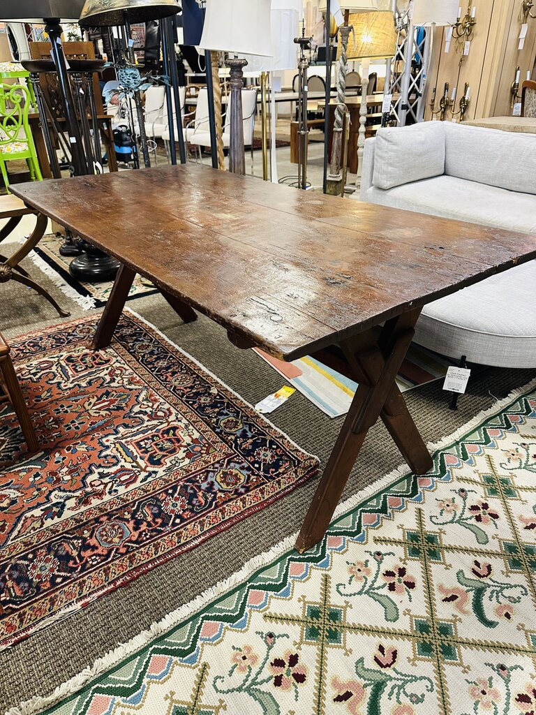 Antique Rustic Redwood Dining Table 35x73x29