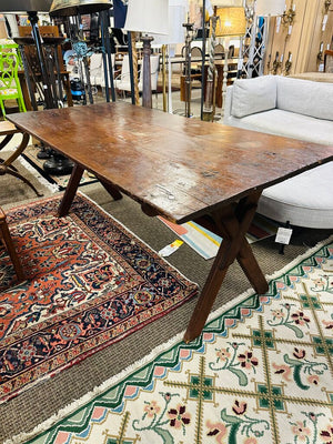 Antique Rustic Redwood Dining Table 35x73x29