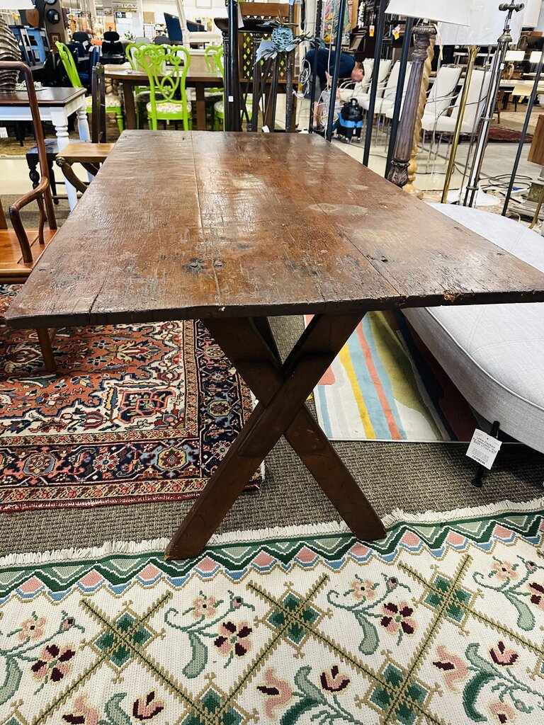 Antique Rustic Redwood Dining Table 35x73x29