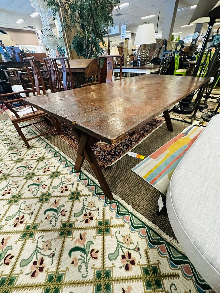 Antique Rustic Redwood Dining Table 35x73x29