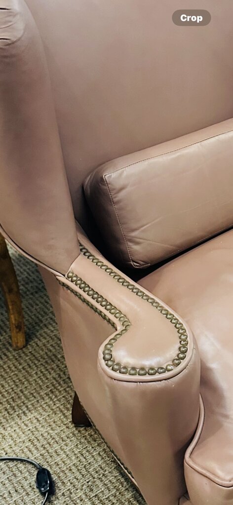Leather Down Nailhead Wingback Chair