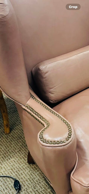 Leather Down Nailhead Wingback Chair