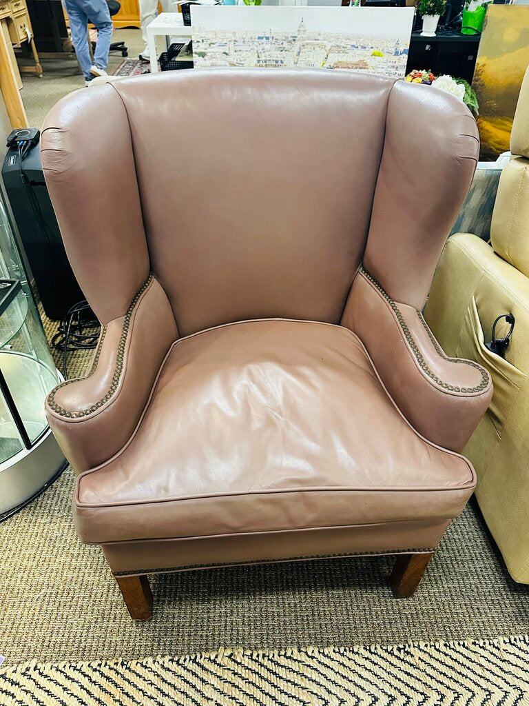 Leather Down Nailhead Wingback Chair