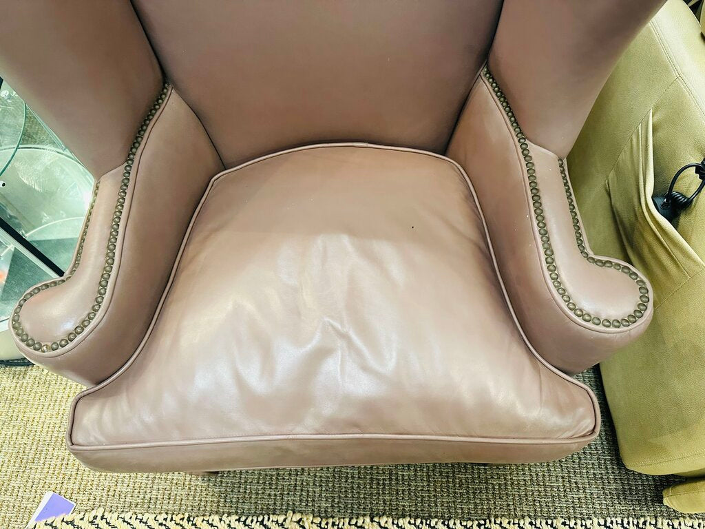 Leather Down Nailhead Wingback Chair