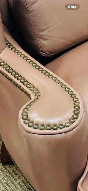Leather Down Nailhead Wingback Chair