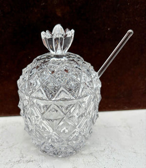Mikasa Pineapple Crystal Lidded Condiment Jar & Spoon (3Pcs)