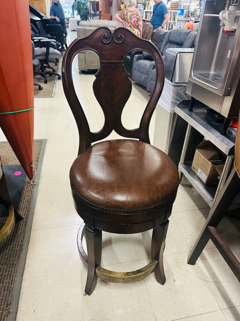 Wood & Leather Swivel Stools (pair)