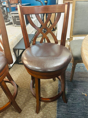 Wood & Leather Swivel Stools (pair)