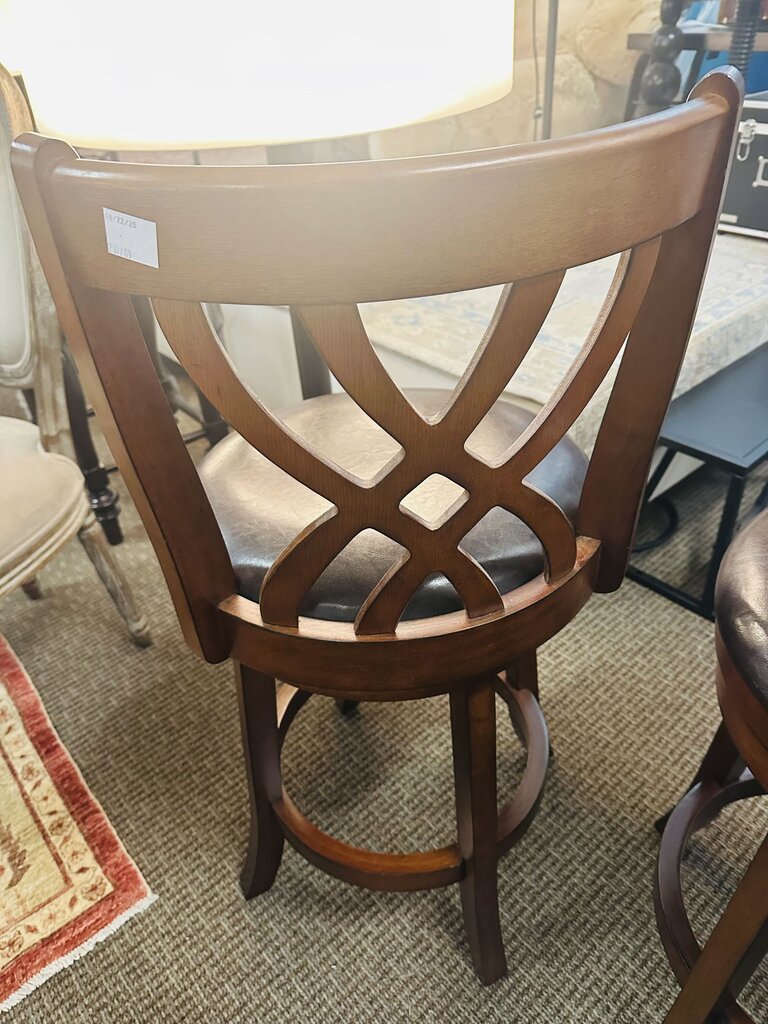 Wood & Leather Swivel Stools (pair)