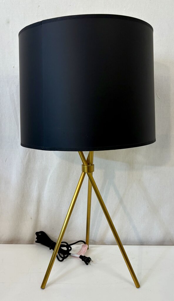 MCM Brushed Brass Black Tripod Table Lamp