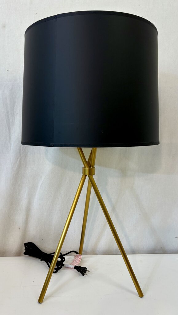MCM Brushed Brass Black Tripod Table Lamp