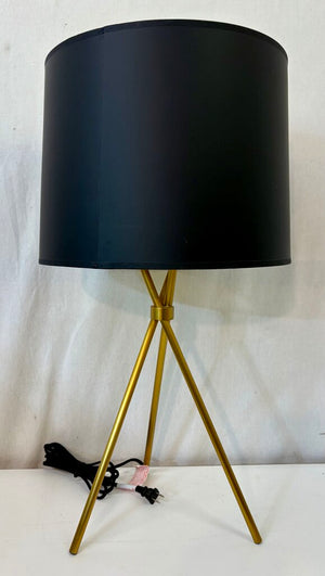 MCM Brushed Brass Black Tripod Table Lamp