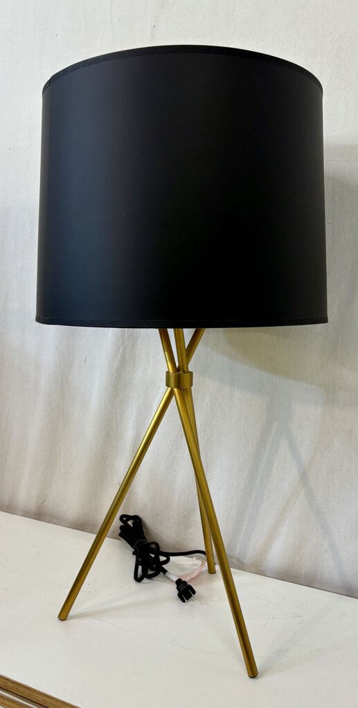MCM Brushed Brass Black Tripod Table Lamp