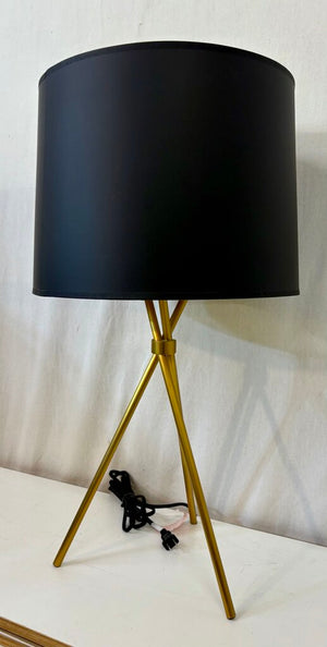 MCM Brushed Brass Black Tripod Table Lamp