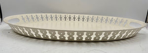 IKEA Romantisk White Oval Metal Tole Style Bar Tray