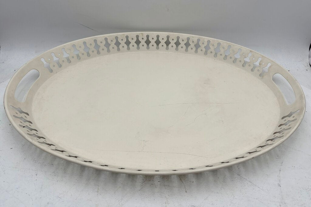 IKEA Romantisk White Oval Metal Tole Style Bar Tray