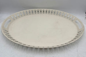 IKEA Romantisk White Oval Metal Tole Style Bar Tray