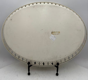 IKEA Romantisk White Oval Metal Tole Style Bar Tray