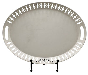 IKEA Romantisk White Oval Metal Tole Style Bar Tray by Miss Daisy's Consignment & Auction House