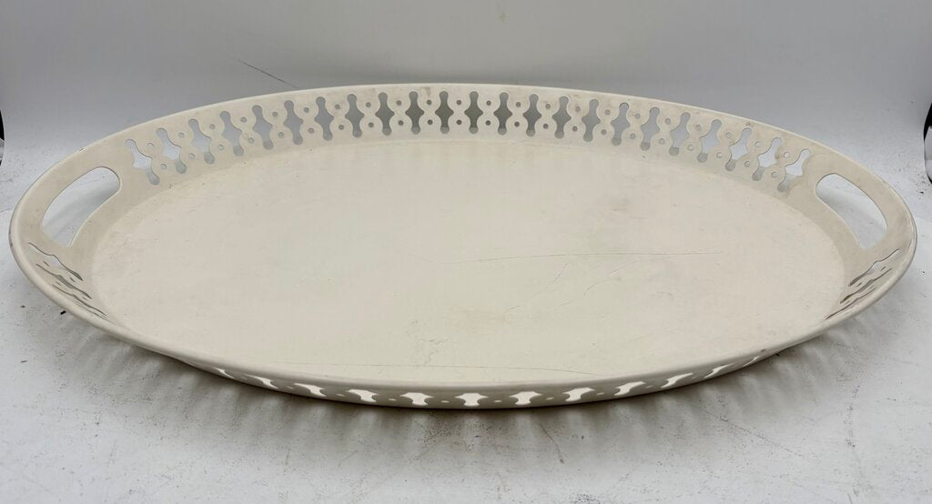 IKEA Romantisk White Oval Metal Tole Style Bar Tray