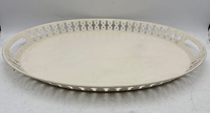 IKEA Romantisk White Oval Metal Tole Style Bar Tray