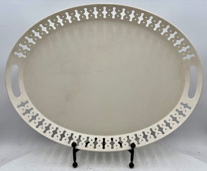 IKEA Romantisk White Oval Metal Tole Style Bar Tray