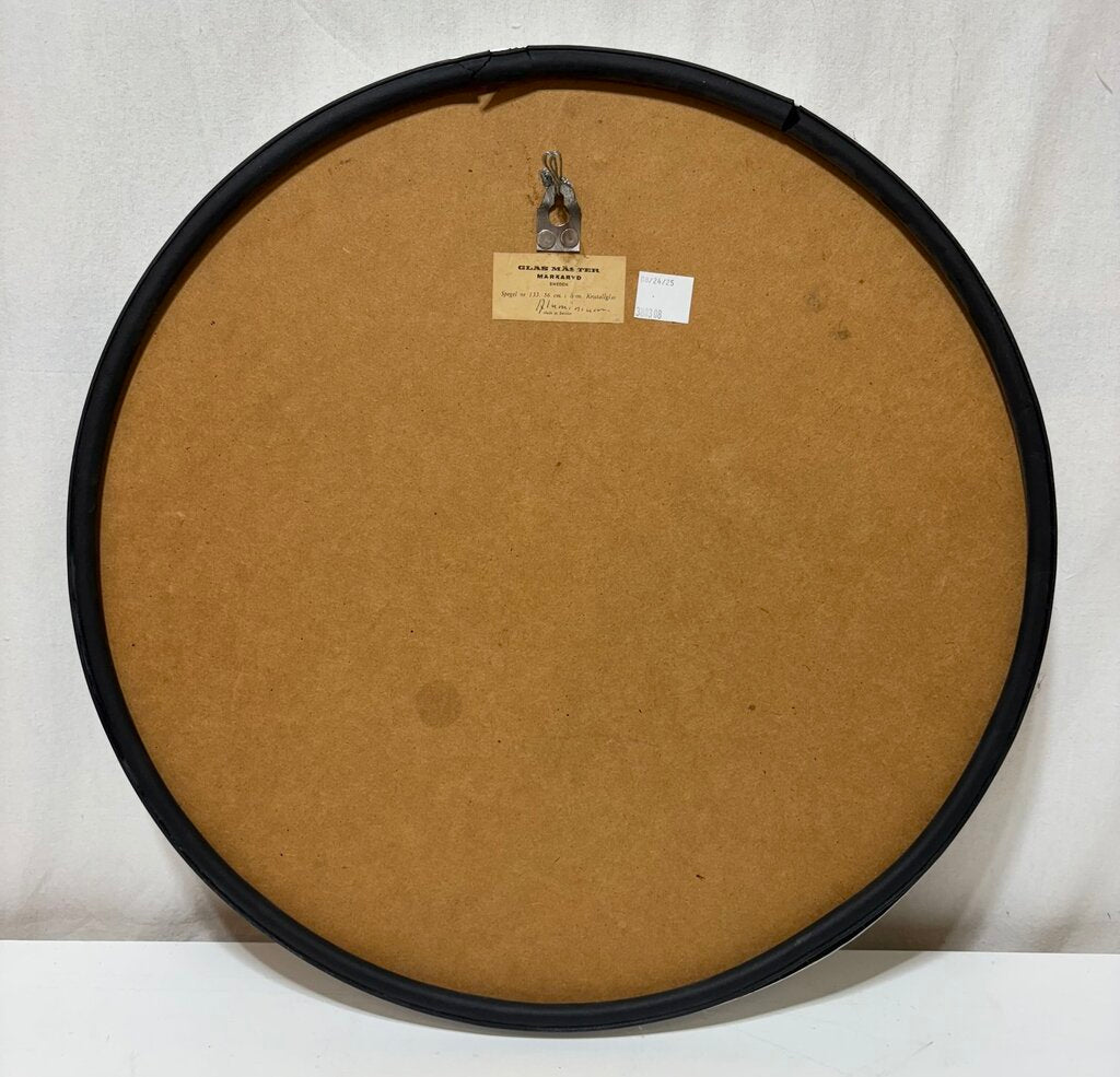 Glasmaster Markaryd Sweden 1970's Round Brushed Aluminum Mirror #131