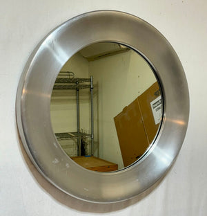 Glasmaster Markaryd Sweden 1970's Round Brushed Aluminum Mirror #131