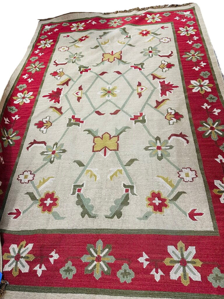 Turkish Wool Flat Wave Kilim 108x172 by Miss Daisy's Consignment & Auction House