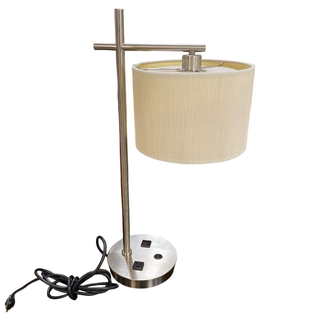 Scott Lamp Company Brushed Nickel Lamp w/ Electrical Outlets by Miss Daisy's Consignment & Auction House