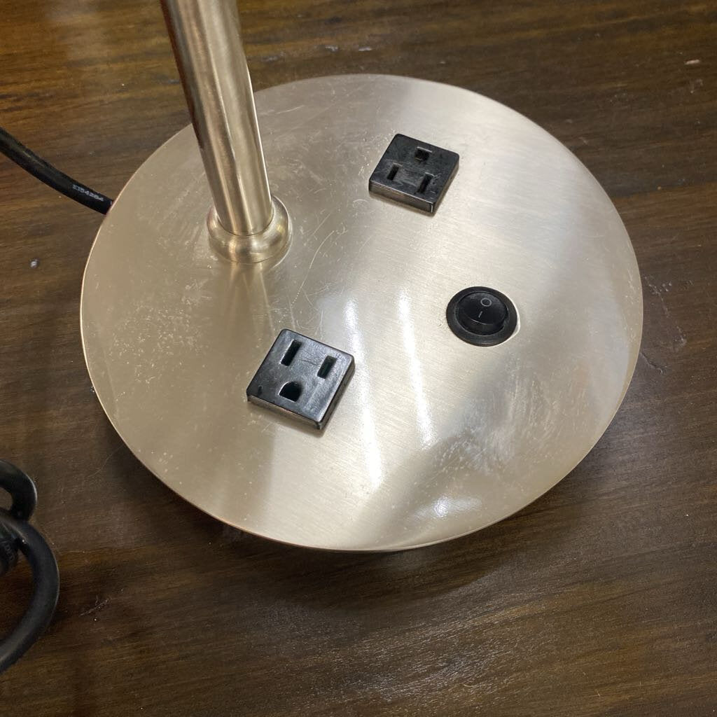 Scott Lamp Company Brushed Nickel Lamp w/ Electrical Outlets