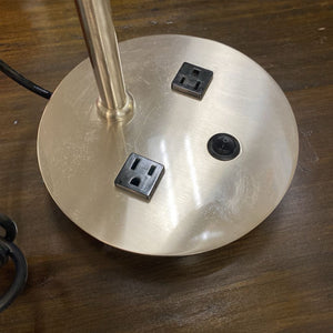 Scott Lamp Company Brushed Nickel Lamp w/ Electrical Outlets